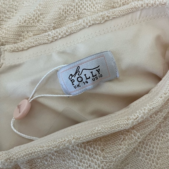 NWT OH POLLY | Zuni Lace Up Back High Waisted Flare Trousers in Cream | Size 10 - Picture 8 of 13